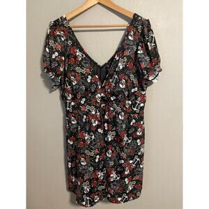 Torrid Bathing Suit Womens 4X Black Tattoo Print Skull Rose Gothic Stretch